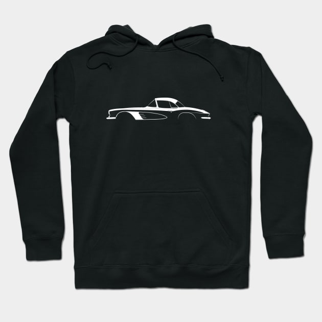 Chevrolet Corvette Hardtop (C1 1961) Silhouette Hoodie by Car-Silhouettes